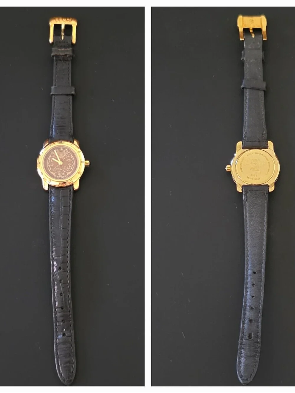 VTG Fendi 800L Janus Roman Coin Design Gold Plated 7J Cabochon 25mm Watch Works